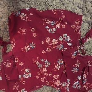 Cute side ties floral blouse